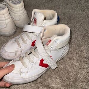 Converse Kids White and Red Strap Sneakers